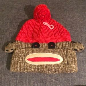 Sock monkey knit hat